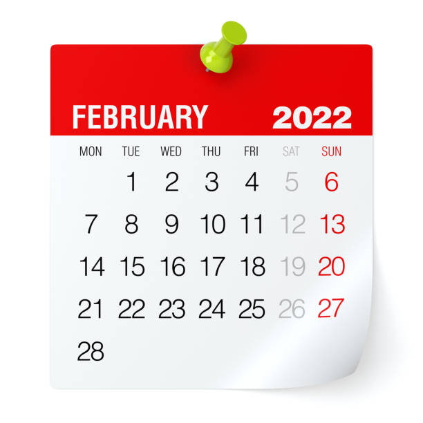 February 2022 - Calendar. Isolated on White Background. 3D Illustration February 2022 - Calendar. Isolated on White Background. 3D Illustration february stock pictures, royalty-free photos & images