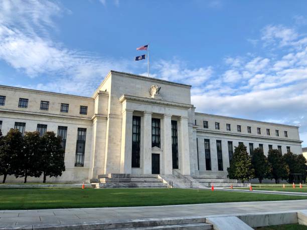 Federal Reserve Bank in Washington DC Washington D.C., District of Columbia, United States - August 31 2021: The Federal Reserve Bank headquarters building in Washington. federal reserve stock pictures, royalty-free photos & images