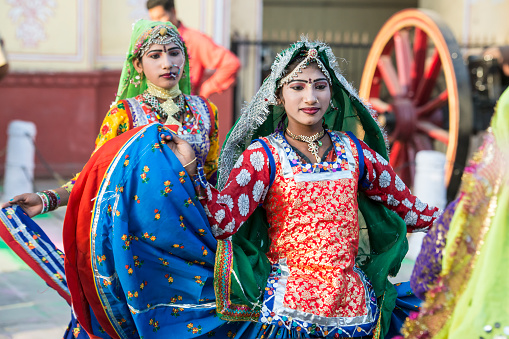 Female Dancer At The Gangaur Festival In Jaipur Rajasthan India Stock ...