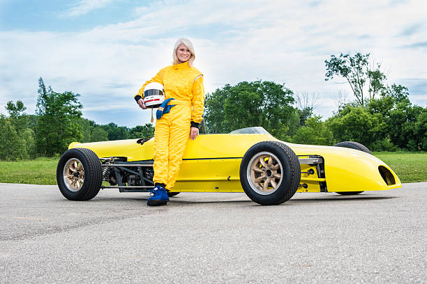 Female Driver with a Formula Ford Class Racecar stock photo