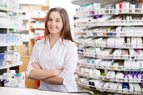 Female Pharmacist Smiling stock photo