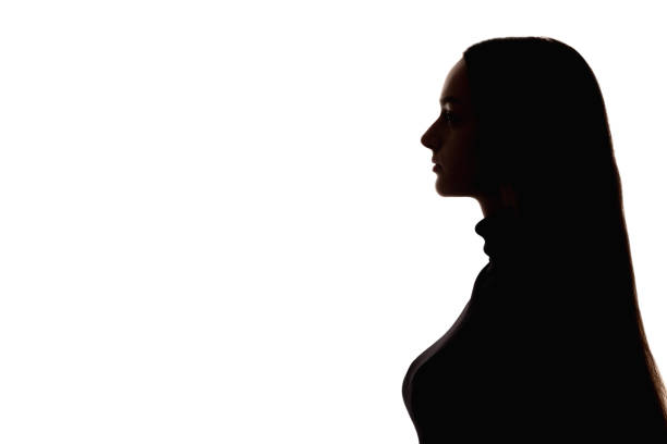 female profile silhouette face contouring woman stock photo