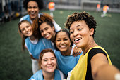 istock Female soccer players filming or taking selfies - camera point of view 1372175564