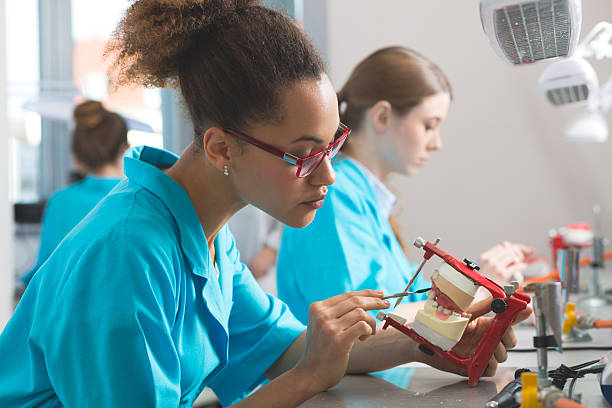 estudantes de aprendizagem odontologia protético - aluno dentista imagens e fotografias de stock