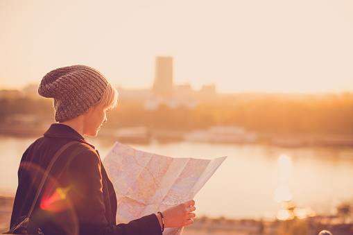 Female traveler stock photo