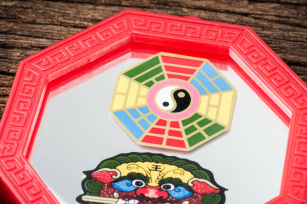 Feng Shui Bagua Mirror Octagon mirror or Feng Shui Bagua Mirror, Chinese use to repel negative energy. feng shui mirror stock pictures, royalty-free photos & images