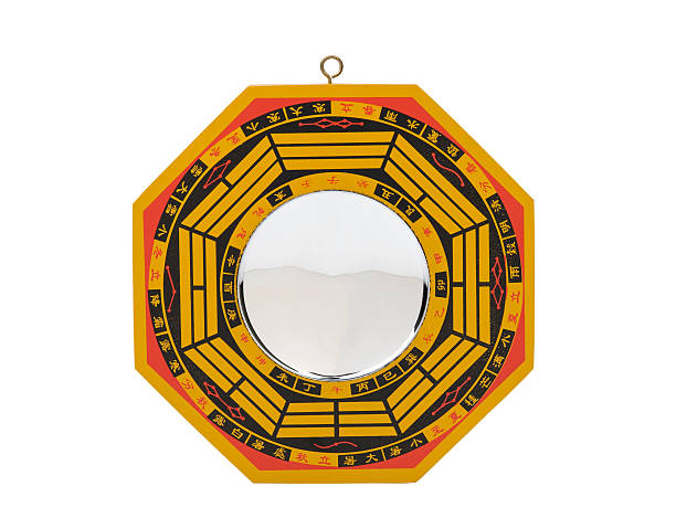feng shui mirror wood baqua isolated traditional chinese feng shui mirror wood baqua isolated feng shui mirror stock pictures, royalty-free photos & images