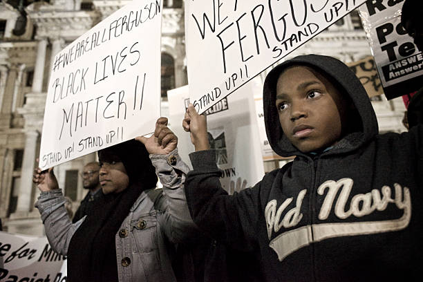 Ferguson Protest in Center City Philadelphia stock photo