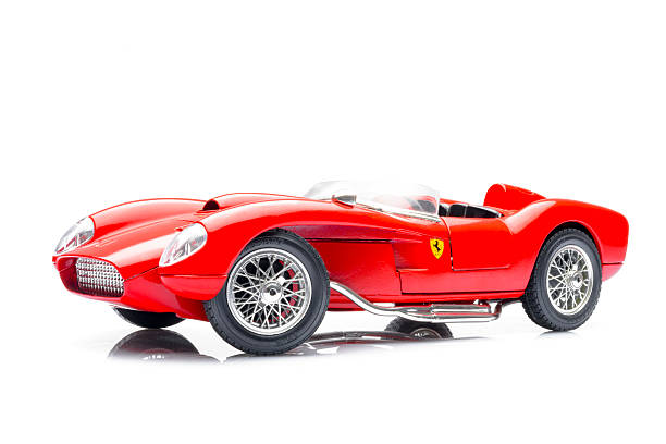 Ferrari 250 Testa Rossa classic race car model Kampen, The Netherlands - March 26, 2014: 1957 Ferrari 250 Testa Rossa classic Le Mans race car model by Bburago isolated on a white background. 1964 stock pictures, royalty-free photos & images