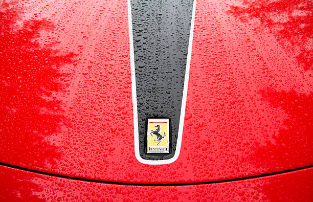 Ferrari logo on Engine Bonnet stock photo