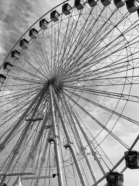 Ferris Wheel in black and white stock photo