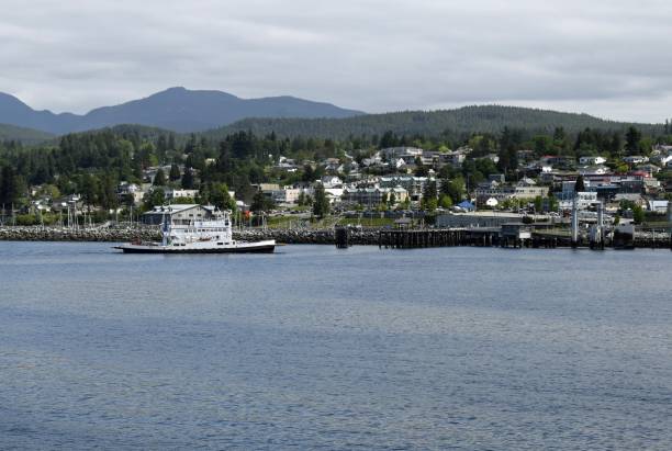 ferry approach on Powell River, BC stock photo