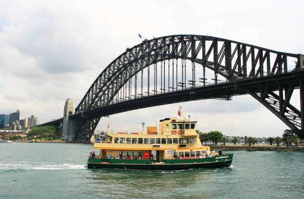 Ferry sails on Sydney Harbour stock photo