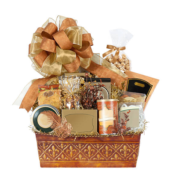 Festive Autumn Gift Basket stock photo