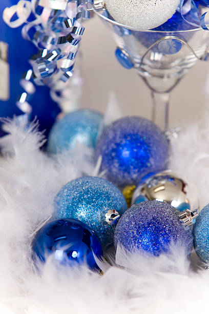 festive blue decorations stock photo