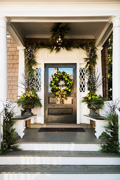 Festive Holiday Front Porch stock photo