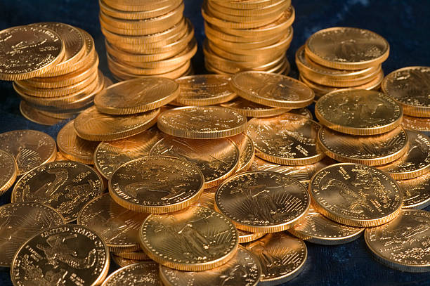 Fifty Dollar Gold Liberty Coins stock photo