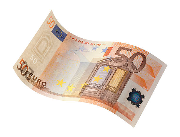 nota de cinquenta euros - notas euros voar imagens e fotografias de stock