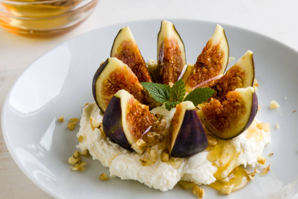 figs with cream cheese stock photo
