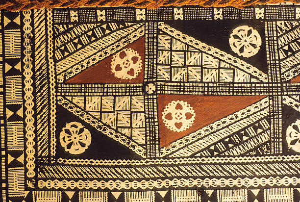 Fijian Tapa Cloth Handmade cloth made from tree bark. pacific islands stock pictures, royalty-free photos & images