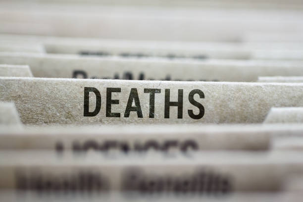 File folder of death cases stock photo