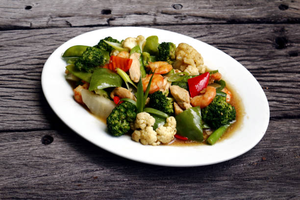 Filipino food called Chop Suey or stir fried mixed vegetables stock photo
