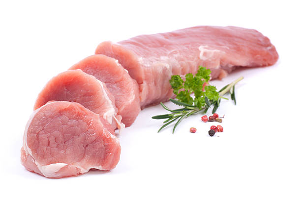Fillet of pork Raw fillet of pork on white ground pork stock pictures, royalty-free photos & images
