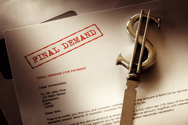 Final demand notice Final demand notice concept for debt, past due and overdue payment collection stock pictures, royalty-free photos & images