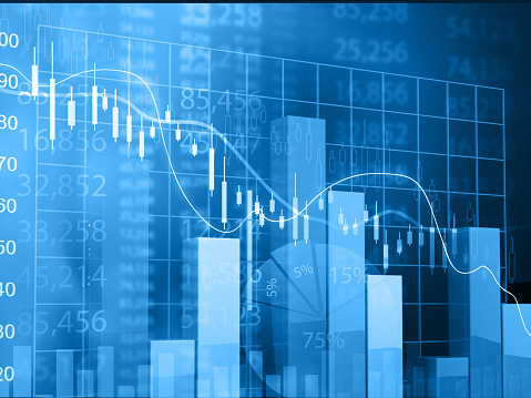 Financial stock market chart graph background. 3d illustration