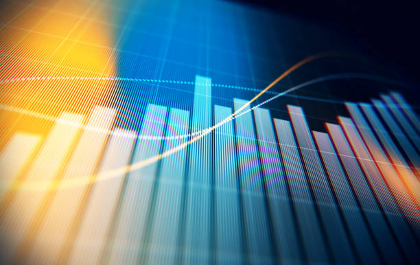 grafico dell'analisi dei dati finanziari e tecnici che mostra i risultati della ricerca - affari finanza e industria foto e immagini stock