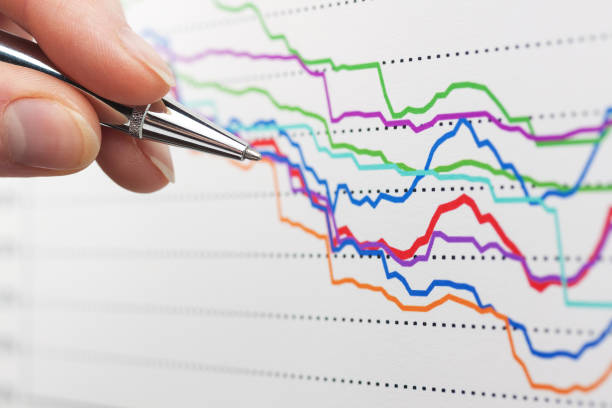 Financial graphs analysis stock photo
