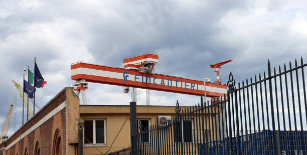 Fincantieri crane in Ancona (Italy) stock photo