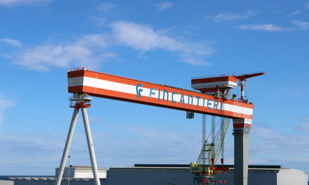 Fincantieri cranes at the port of Ancona (Italy) stock photo