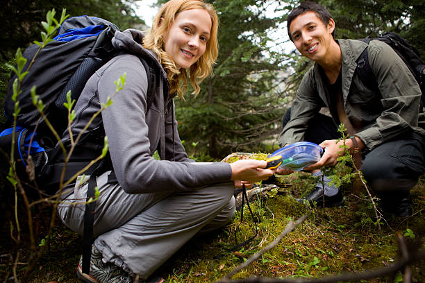 Finding a Geocache stock photo