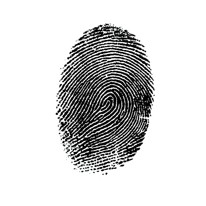 black fingerprint on a white background