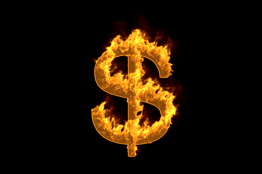 Fire Dollar Sign Stock Photo - Download Image Now - iStock