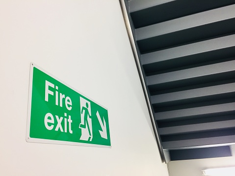 Fire Exit sign and stairs