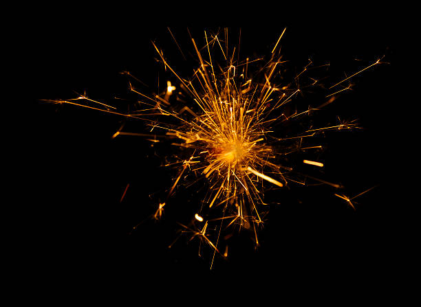 fire explosion, flames on black background stock photo