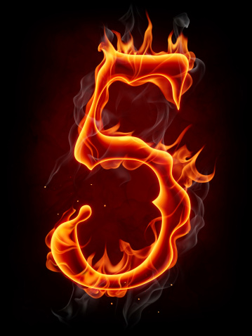 Fire Font Number 5 Stock Photo - Download Image Now - iStock