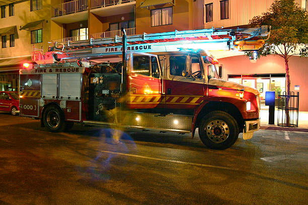 fire scene rescue stock photo