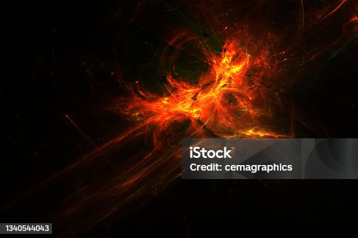 istock Fire Sparkles on Black Background, Digitally Generated Abstract Background Image 1340544043