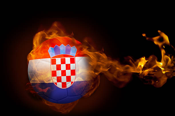 fire surrounding croatia ball - croatia soccer team 個照片及圖片檔