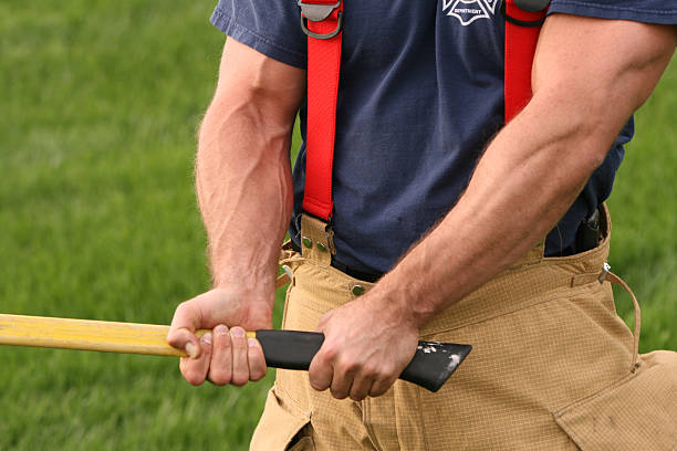 Firefighter In Action stock photo