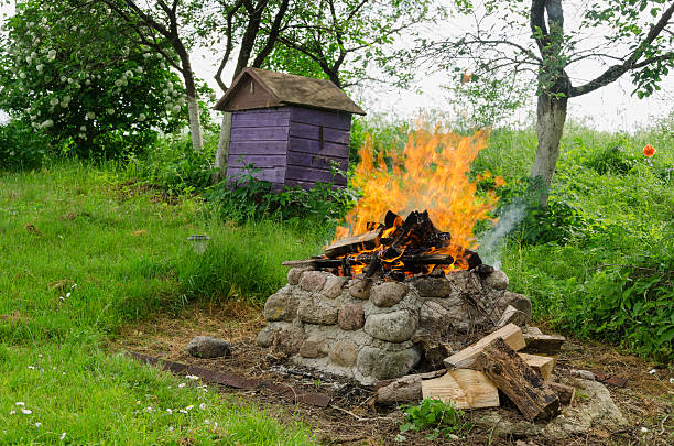 fireplaces ease burn a pile of dry branches stock photo