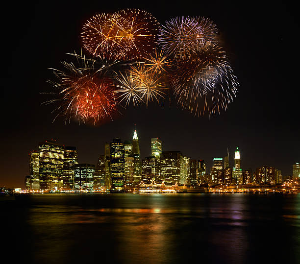 Firework above Manhattan stock photo