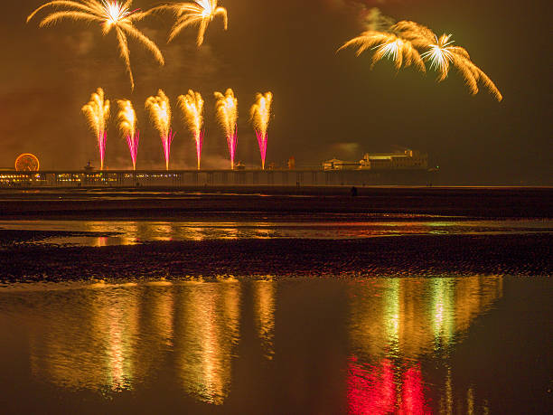 Fireworks display North Pier, Blackpool, Lancashire, Uk Blackpool, Lancashire, UK. 2nd October 2015. Firework display by Titanium Fireworks north pier stock pictures, royalty-free photos & images