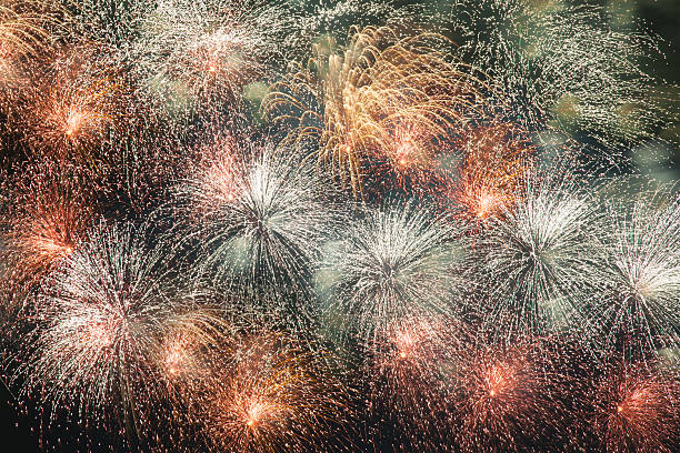 Fireworks in the night sky stock photo