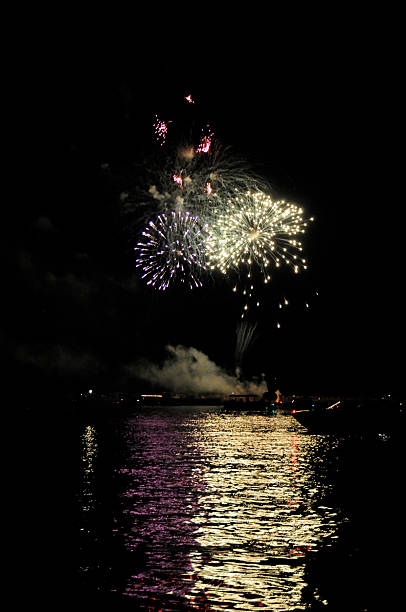 Fireworks on the Water Fireworks over the lake. theishkid stock pictures, royalty-free photos & images
