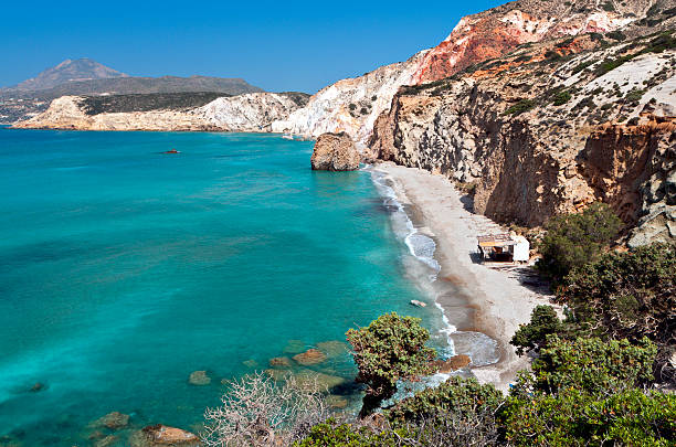 Firiplaka beach at Milos island in Greece stock photo