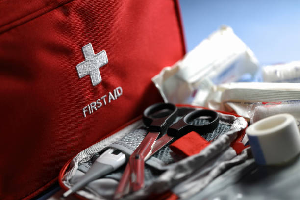 First aid articles stock photo